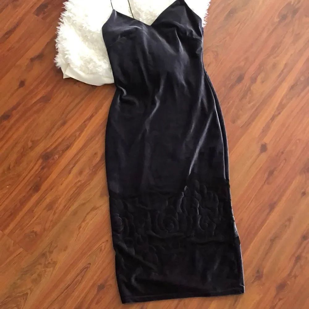 The Vintage Shop velvet body con dress M Gray